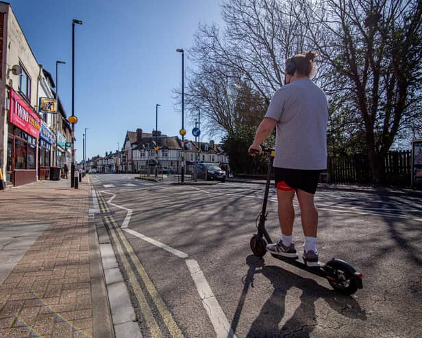 A person on a unmarked e-scooter on Albert Road, Southsea, Portsmouth. Stock picture: Habibur Rahman