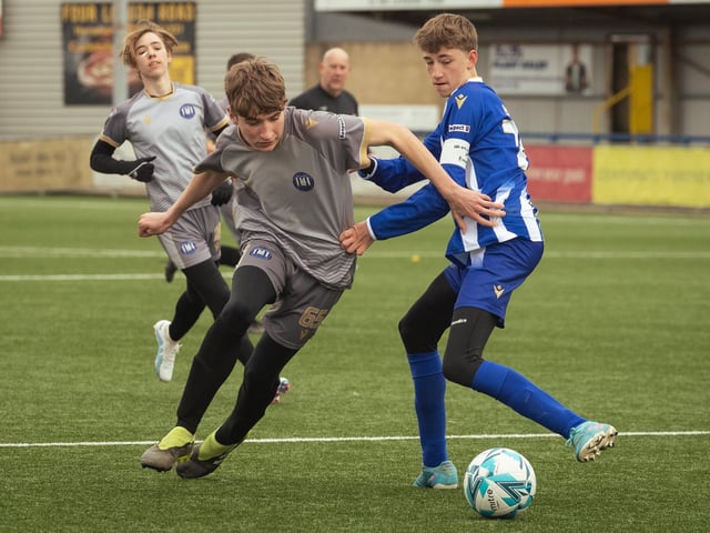 Action from the U15 Campbell McFaull Invitation Cup final between Hayling St Andrews Blue and Hayling St Andrew White. Picture: Keith Woodland (260221-318)