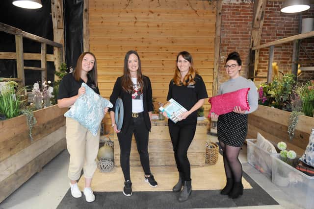 Little Barn Door. Pictured is: (l-r) Emily Porter, staging design associate, Natalie Evans, owner, Faye Mapleson House, staging design associate and Fay Goodchild, business operations administrator.

Picture: Sarah Standing (131020-5654)