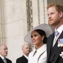The Duke and Duchess of Sussex leaving the National Service of Thanksgiving at St Paul's Cathedral, London, on day two of the Platinum Jubilee celebrations for Queen Elizabeth II. Picture date: Friday June 3, 2022.