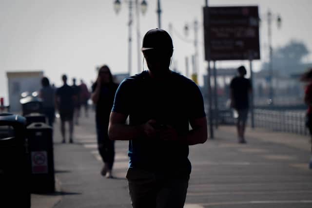 People near South Parade Pier during the lockdown. Picture: Habibur Rahman