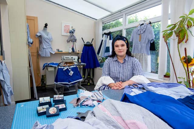 Eva Dragoeva at home with some of her creations. Picture: Habibur Rahman