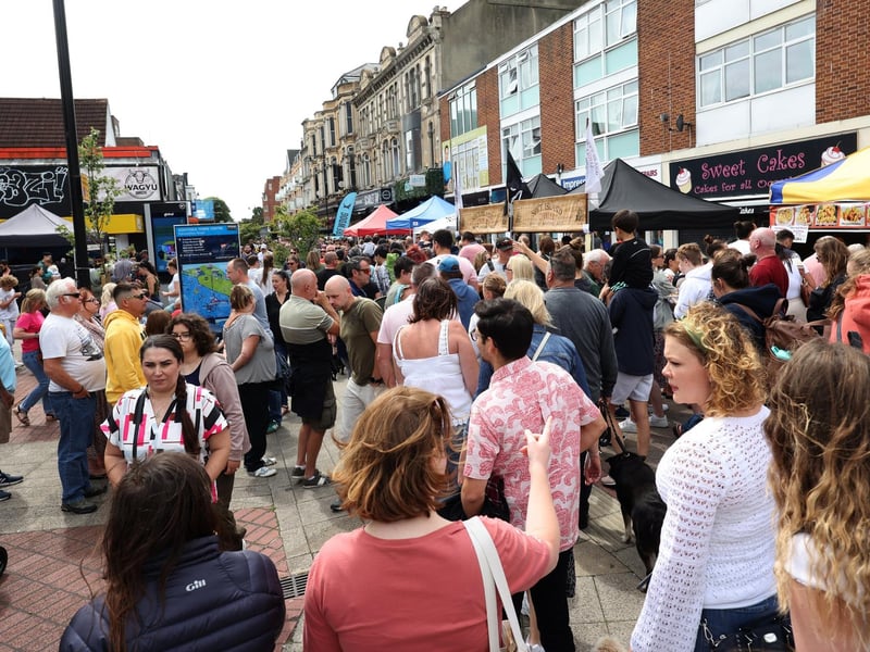 Pictured is action from the event with a busy festival across the city streets.
Picture: Sam Stephenson.