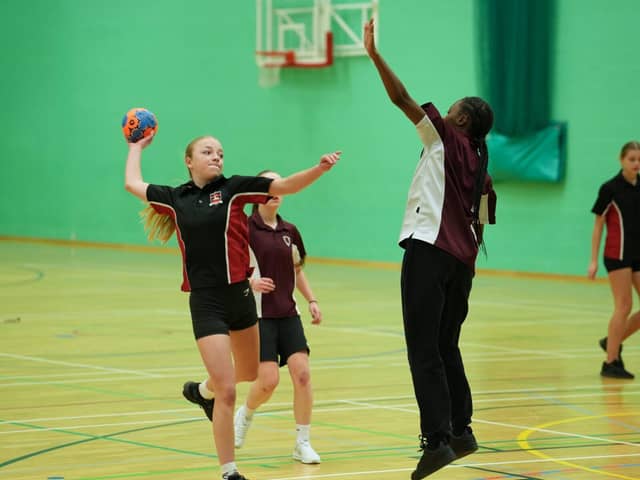 Girls playing Handball