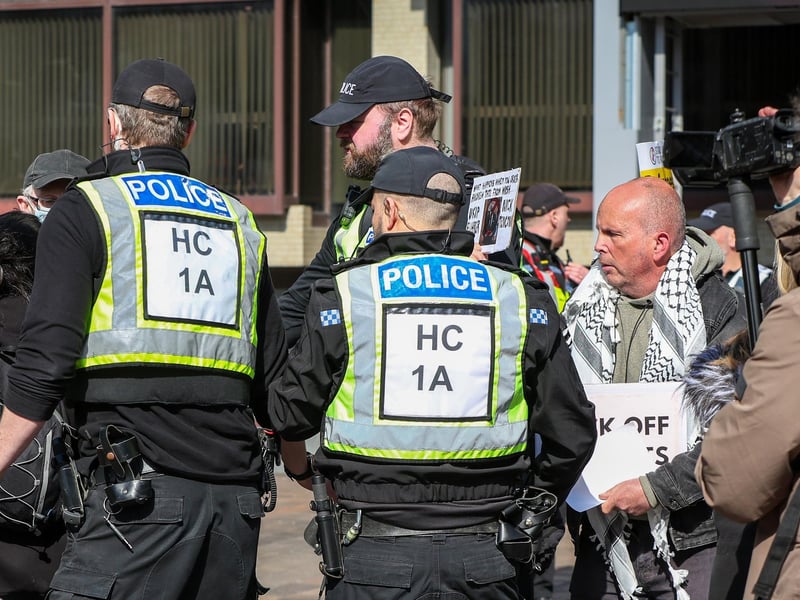 A Unity Rally, arranged by Stand Up To Racism Portsmouth, and a mass-deportation demonstration, arranged by UKIP, took place in Portsmouth's Guildhall on Saturday, March 15. Picture: Chris Moorhouse (150325-051)