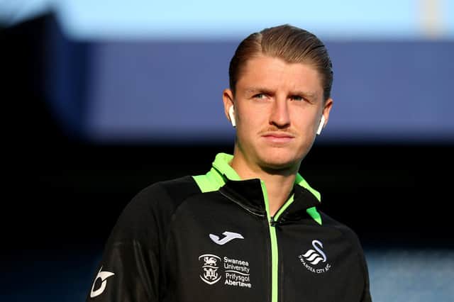 LONDON, ENGLAND - AUGUST 21: George Byers of Swansea City arrives ahead of the Sky Bet Championship match between Queens Park Rangers and Swansea City at The Kiyan Prince Foundation Stadium on August 21, 2019 in London, England. (Photo by Alex Pantling/Getty Images)