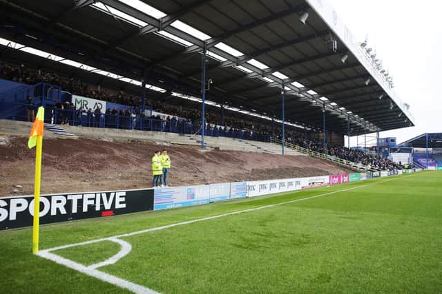 This season has seen ongoing building work on the North Stand. Picture: Joe Pepler