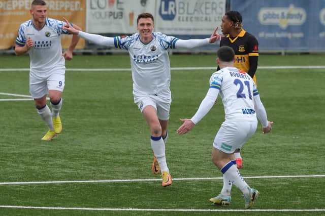 Paul Rooney celebrates  his goal. Picture  by Dave Haines
