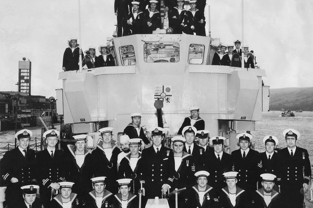 HMS Bronington with her Commanding Officer (HRH Prince Charles/King Charles III) in 1976