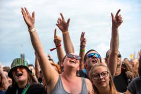 Fans having a great time as Frank Turner from Winchester plays The Common Stage. Picture: Vernon Nash (280821-142)