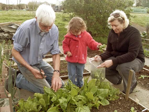 Horticulturalist Goff Gleable with grandaughter Abigail and wife Mary. Picture: Goff Gleadle
