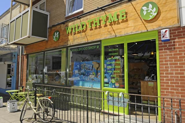 Wild Thyme Wholefoods on Palmerston Road, Southsea
Picture by:  Malcolm Wells (180627-5850)