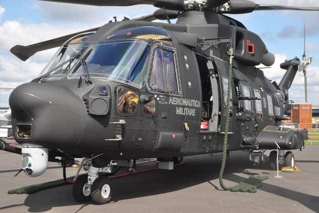 WINGS: Italian  military helicopter which has Barnbrook System's fuel switch fitted (taken at Farnborough International Airshow 2016)