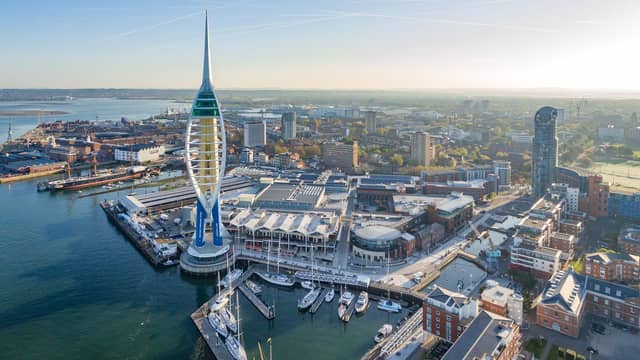 An aerial view of Gunwharf Quays
