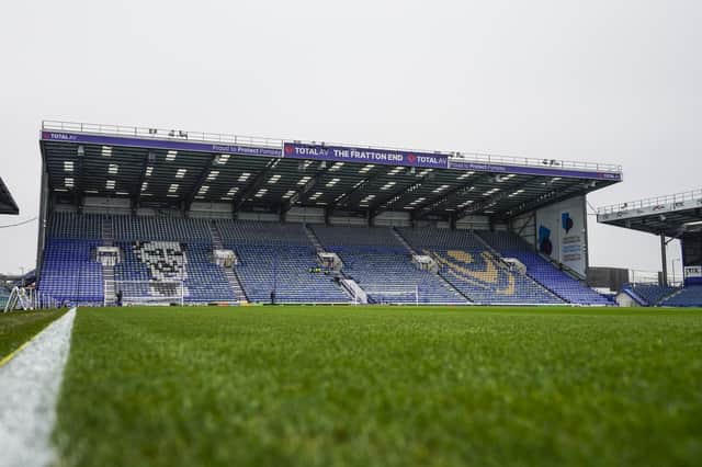 The Fratton end ready to welcome the masses.
