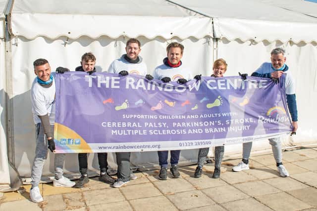 Supporters of the Rainbow Centre in Fareham took on a daring skydive to raise funds. Pictured: Alex Uppa, Fenton Cowell, Matt Brown, Matt Hutchings, Vanda Varga and Richie Wagstaffe. Picture by: Steven J Phyall from Zooming Photography