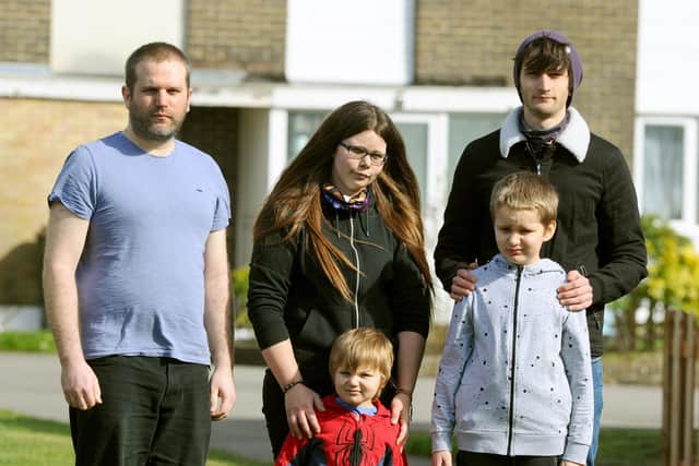 Pictured left to right:  Steven Gonella (31) with his sister Zoe Gonella (29), brother Doug Gonella (27) and Zoe's children (front l-r) Eli Gonella (3) and Zain Gonella (8).

Picture: Sarah Standing (110321-2274)