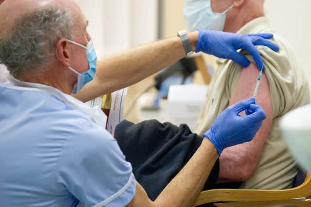 Fareham Community Hospital is a vaccination hub from 15 December 2020
Pictured:A patient receiving a vaccination at Fareham Community Hospital
Picture: Habibur Rahman