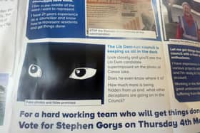 The election leaflet for Stephen Gorys
