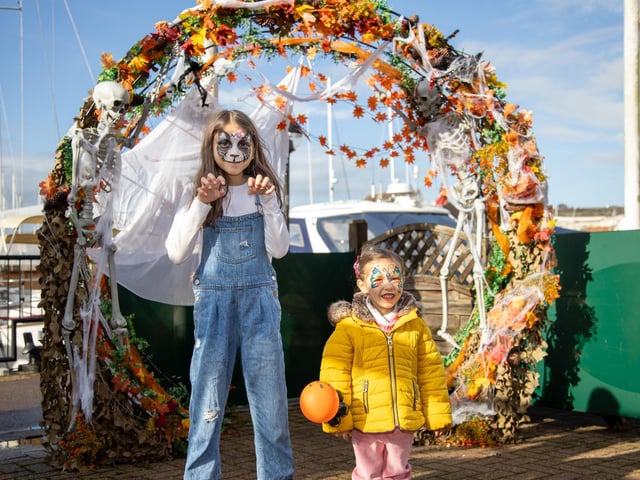 People flocked to Port Solent on Thursday to enjoy the half term entertainment, including arts and craft, face painting and magic shows.
Pictured - Aisha, 9 and Aliza, 3 from Fareham
Photos by Alex Shute