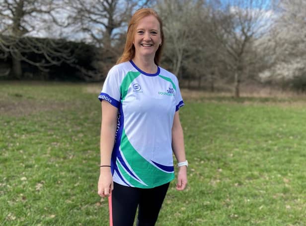 Vicky Monk from Fareham is to take on the London Marathon in memory of her cousin. Pictured: Mum-of-three Vicky