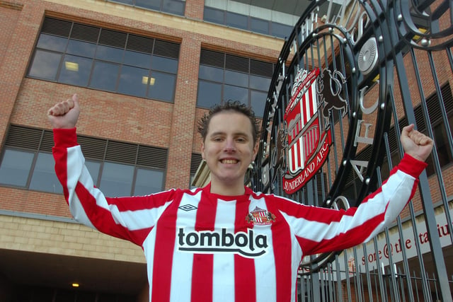 Bazza Houston was one of the first to buy the new Sunderland home strip at the Stadium of Light in 2010.