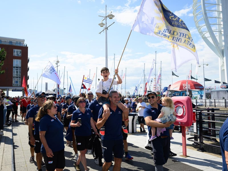 The crews arrive at Gunwharf to meet their families.Picture: Keith Woodland (270721-109)