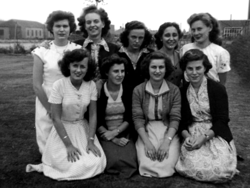 In this picture, sent in by Robert Funnel of Titchfield, we see girls of the wages department at Twilfits, the Portsmouth corset makers based at Farlington. Robert's wife Thelma, nee Saunders, can be seen front row to the left.