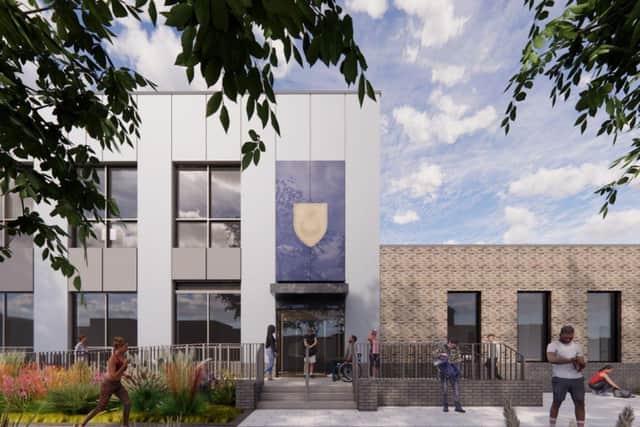 A visualisation of the new leisure centre and GP surgery at Bransbury Park