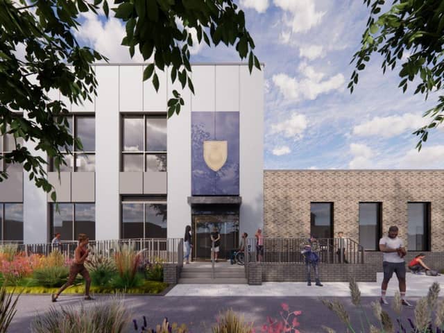 A visualisation of the new leisure centre and GP surgery at Bransbury Park