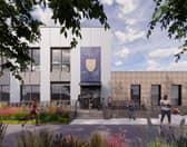 A visualisation of the new leisure centre and GP surgery at Bransbury Park