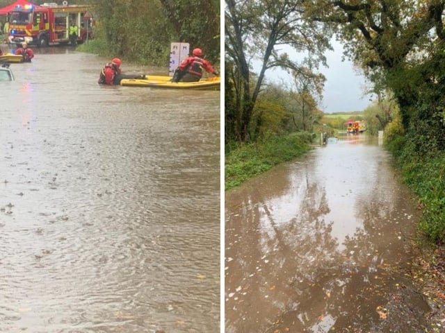 Crews rushed to the scene and rescued three people.