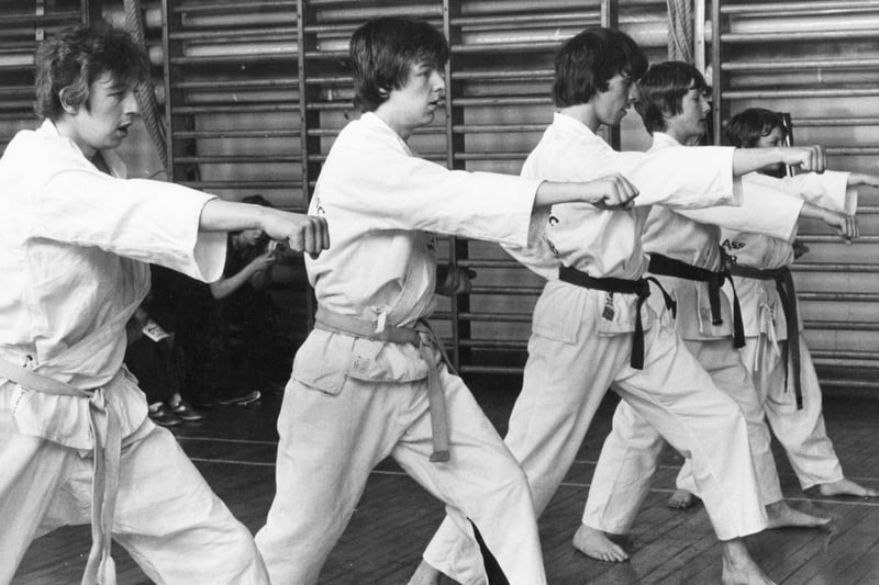 Members of the Perth Green Kenbu Waza Karate Club in the middle of a demonstration in 1980. Recognise anyone?
