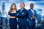 Sir Alan Sugar flanked by fellow Apprentice judges Baroness Brady and Tim Campbell