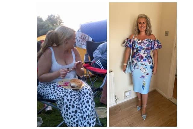 Chantelle Ash of Portsmouth before and after her weightloss - she is now a Slimming World consultant