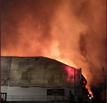 The scene at last night's warehouse fire