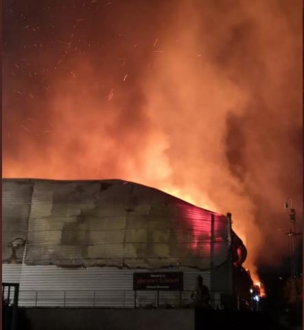 The scene at last night's warehouse fire