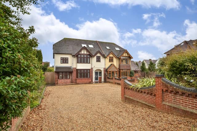 This semi-detached family home is on the market with a guide price of £725,000. It is listed by Fine and Country