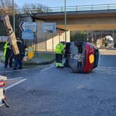 A car crash has closed a section of a central Fareham roundabout. Picture: Hampshire Constabulary