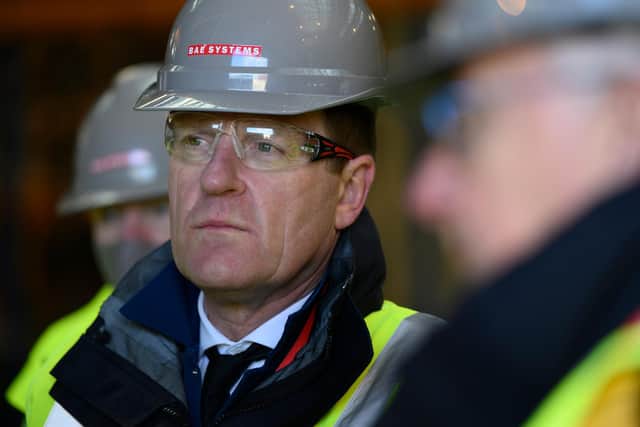 First Sea Lord Admiral Sir Ben Key pictured touring the Govan yard in Glasgow.
