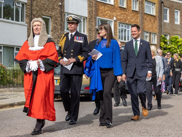 The procession along Oyster Street in Old Portsmouth. Picture: Mike Cooter