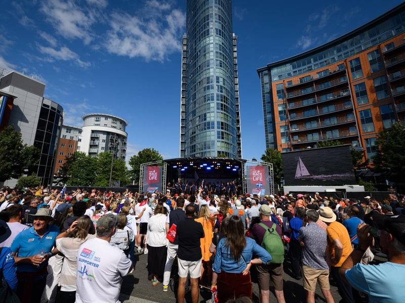 Large crowds greeted the crews at Gunwharf.Picture: Keith Woodland (270721-165)