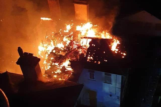 Flames tear through Anglesey Lodge in Gosport. This was the view from the fire service's aerial ladder platform. Picture: Rob Gargaro