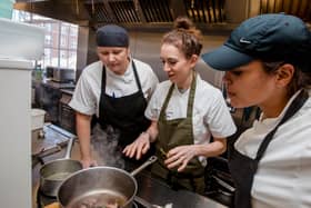 Award-winning chef Ruth Hansom works with her team on the new menu for Portsmouth Historic Dockyard’s Boathouse 4 restaurant.  Picture: Lia Vittone Photography