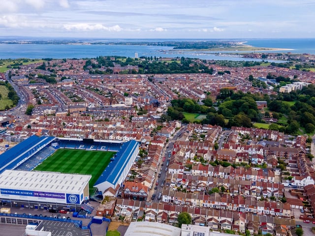 Fratton Park, home to Portsmouth FC, is located on Portsea Island. It is unique in English professional football as it is the only professional English football ground not found on the mainland of Great Britain. Fratton Park has been the only home football ground in Pompey's entire history since it was opened on August 15, 1899. The first ever match at the ground was a 2-0 friendly win over rivals Southampton on September 6, 1899. Ahead of this season it has seen some major work carried out to improve the ground.
Picture: Neil Campbell
www.skymarinerdrone.com