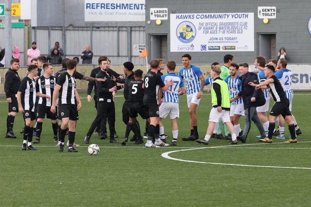 Tempers rise at Westleigh Park. Picture by Kevin Shipp