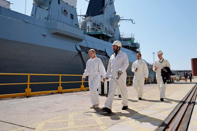 Her Royal Highness the Countess of Wessex GCVO, visited HM Naval Base Portsmouth today, meeting Royal Navy and BAE Systems engineers and logisticians working on HMS Daring, the Type 45 destroyer of which she is a royal sponsor. Picture: Royal Navy