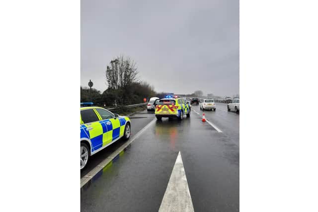 A27 westbound #Farlington 2 vehicle RTC in lane 4 at the same time as a vehicle on fire on the hard shoulder. Lane 1 still closed whilst we await recovery for 2 vehicles. @ROMANSE
Sunday, December 18, 2022