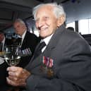 Charles Eldred pictured dur a veterans' lunch on South Parade Pier in 2019 during the D-Day commemorations.  Picture: Chris Moorhouse           (060619-39)