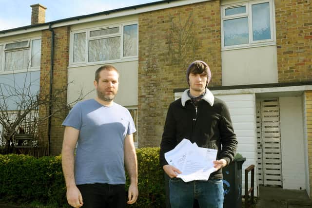 Doug Gonella and his brother Steven are battling to save their family home in Bridgemary from Gosport Borough Council. The house had been the home of their mother for more than 30 years. She died in November 2020 and the two boys want to buy the home. But the council has refused this and they now face being moved elsewhere.Pictured is: (l-r) Steven Gonella (31) and his brother Doug (27).Picture: Sarah Standing (110321-4782)